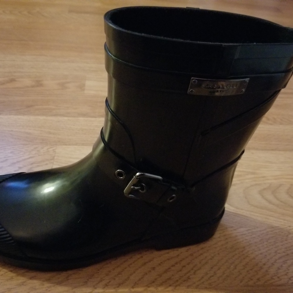 COACH rain boots Lester Black size 9B